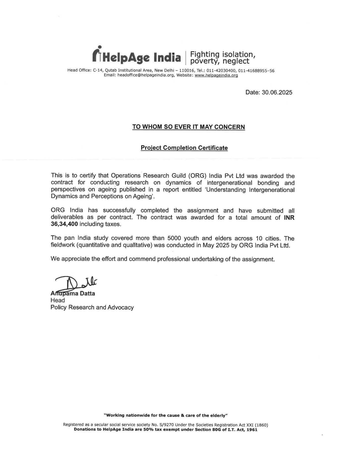 Completion Certificate ORG 2025